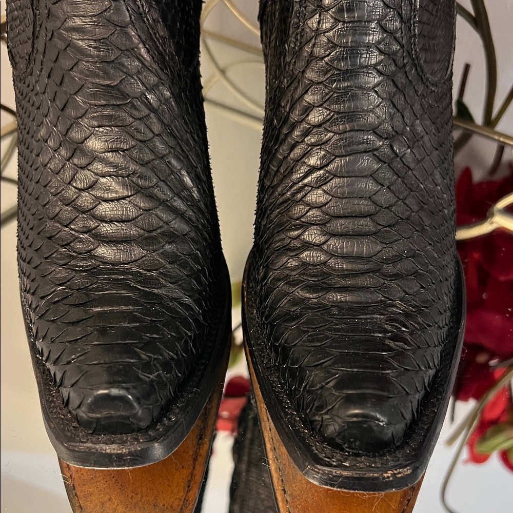 Corral Black Python Snakeskin Tall Western Cowgir… - image 4